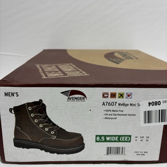 Avenger Men’s A7607 Wedge Moc Soft Toe Work Boots, Size 8.5 Wide